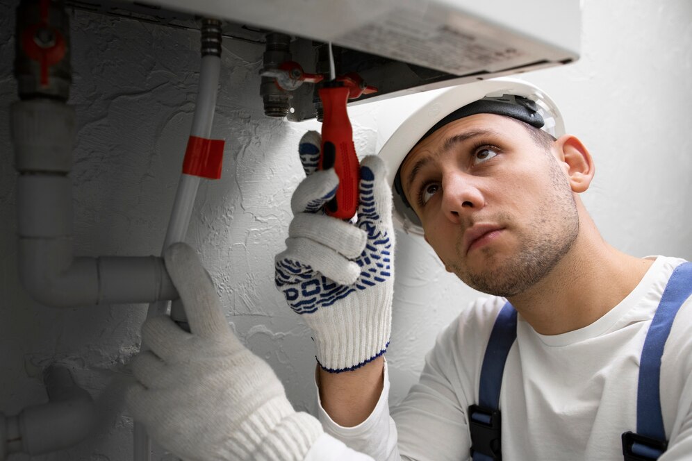 Plumber Repairing Water Heater