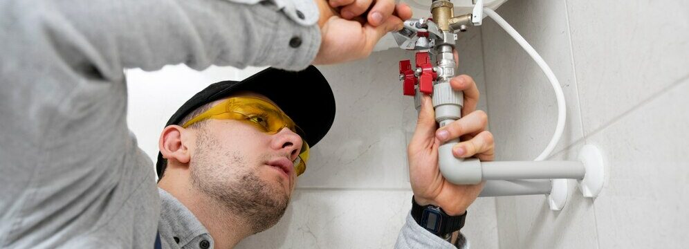 Plumber Fixing Leak from Bottom of Water Heater