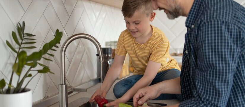 Father Using Hard Tap Water in Dallas, TX